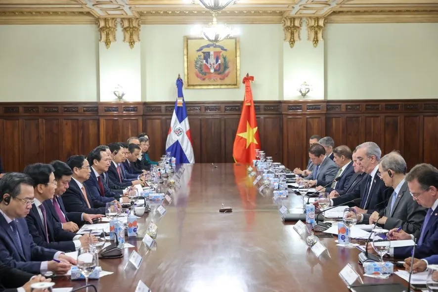 Thủ tướng Phạm Minh Chính hội đàm với Tổng thống Luis Abinader Corona - Ảnh: VGP tuyen-bo-chung-viet-nam-dominicana.jpg