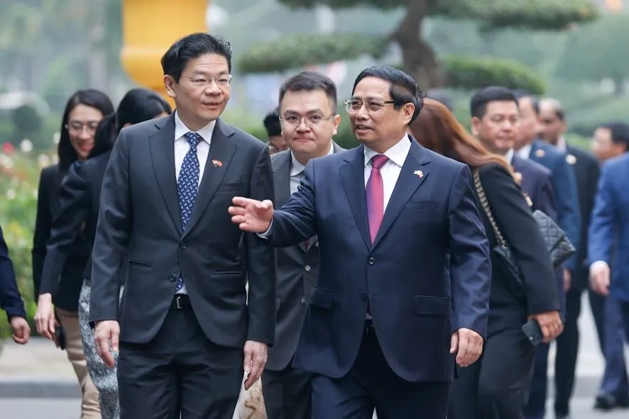 Thủ tướng Phạm Minh Chính chủ trì lễ đón Thủ tướng Singapore