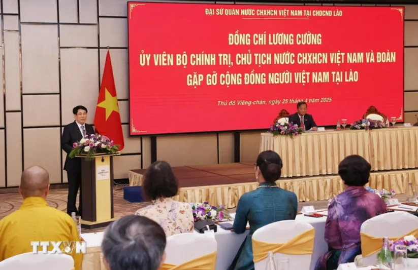 Chủ tịch nước Lương Cường tại buổi gặp gỡ kiều bào. Nguồn: TTXVN 2504G.jpg