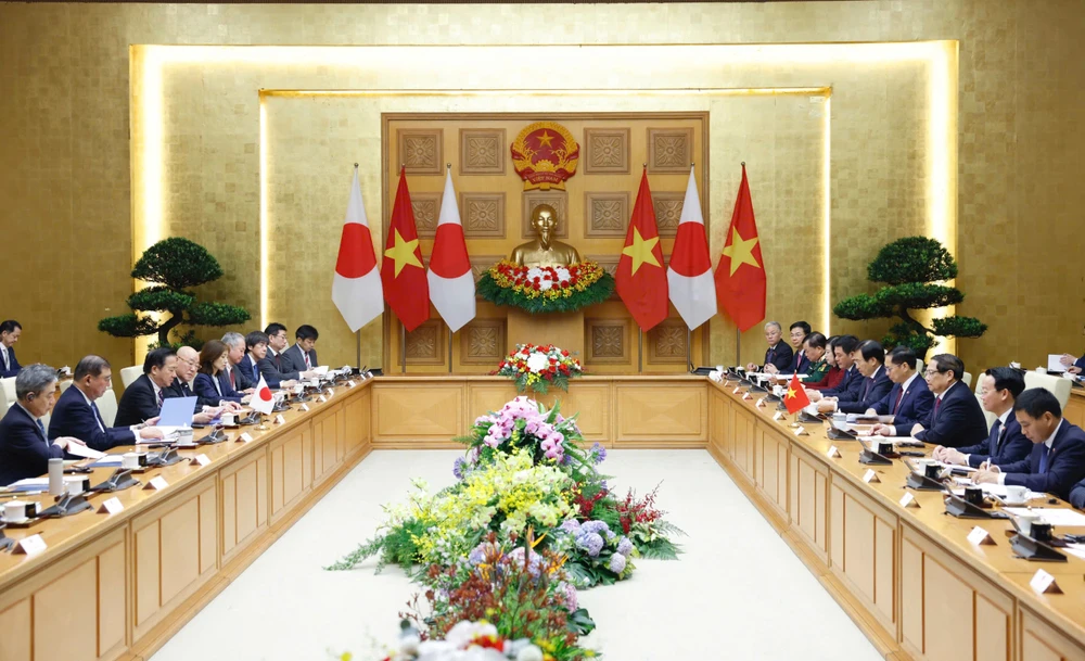 Thủ tướng Phạm Minh Chính hội đàm với Thủ tướng Nhật Bản Ishiba Shigeru - Ảnh: NGỌC DIỆP 2804Thutuong1.jpg