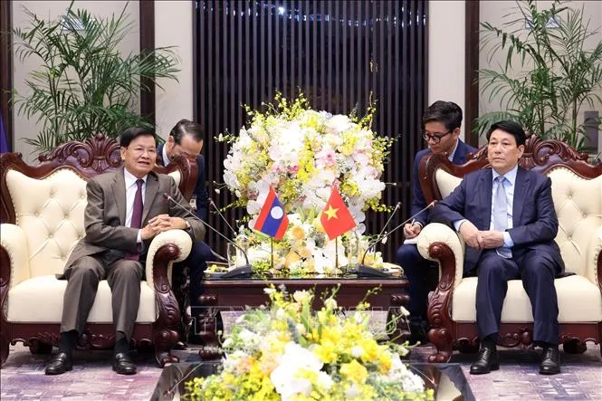 Chủ tịch nước Lương Cường và Tổng Bí thư, Chủ tịch nước Lào Thongloun Sisoulith. Ảnh: TTXVN chu-tich-nuoc-luong-cuong-tiep-tong-bi-thu-chu-tich-nuoc-lao-thongloun-sisoulith.jpg