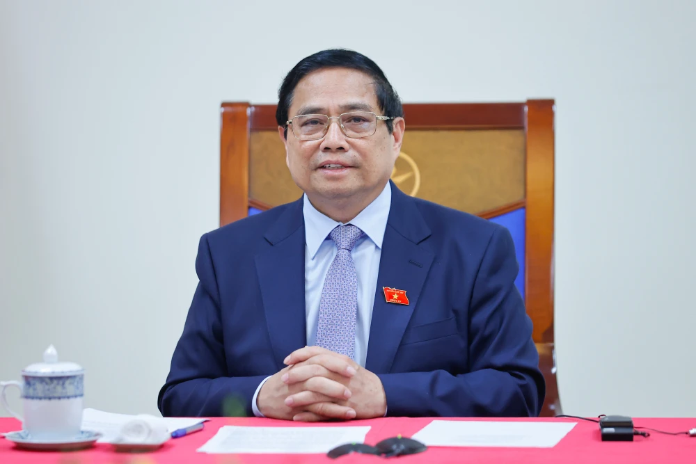 Thủ tướng Chính phủ Phạm Minh Chính đánh giá cao sự phát triển mạnh mẽ của quan hệ hai nước trong thời gian qua - Ảnh: VGP 0605F.jpg