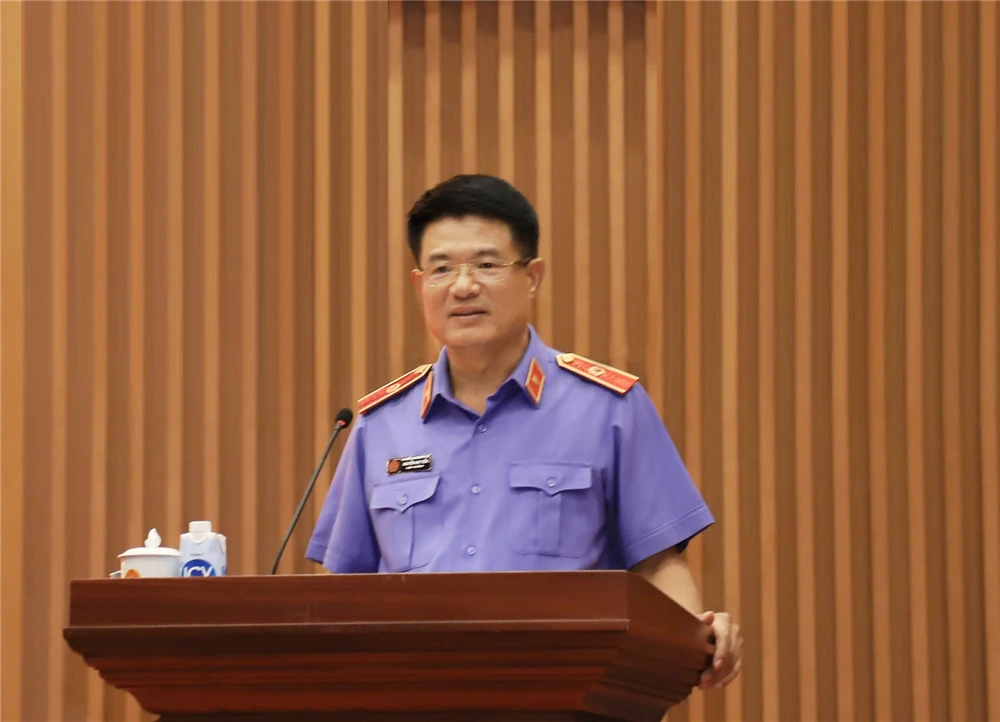Ông Nguyễn Huy Tiến, Viện trưởng VKSND Tối cao phát biểu tại buổi lễ. Ảnh: VKSNDTC vksnd-toi-cao.jpg