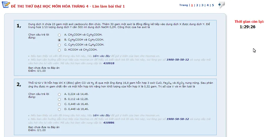 Website hỗ trợ thi thử trực tuyến miễn phí ảnh 2