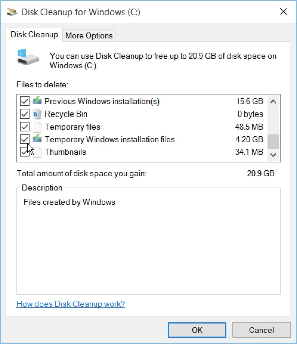 Lấy lại dung lượng ổ cứng sau khi nâng cấp Windows 10 ảnh 3 Lấy lại dung lượng ổ cứng sau khi nâng cấp Windows 10 ảnh 3