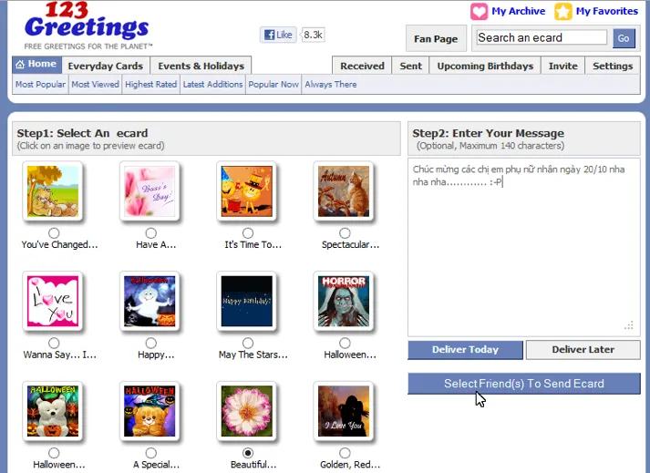 Gửi thiệp chúc mừng 20/10 'siêu đẹp' trên Facebook ảnh 2 Gửi thiệp chúc mừng 20/10 'siêu đẹp' trên Facebook ảnh 2