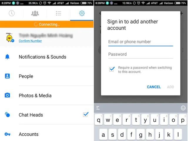 Đăng nhập nhiều tài khoản trên Messenger ảnh 1 Đăng nhập nhiều tài khoản trên Messenger ảnh 1