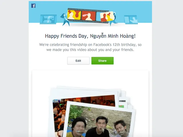 Trải nghiệm tính năng Friends Day mới của Facebook ảnh 1 Trải nghiệm tính năng Friends Day mới của Facebook ảnh 1