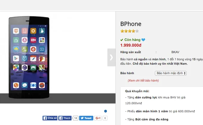 Siêu phẩm Bphone được bán với giá 1,9 triệu đồng ảnh 1