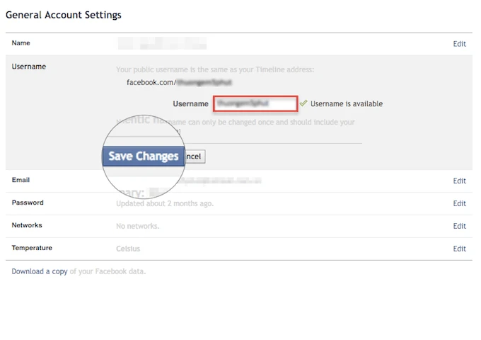 Facebook cho phép đổi địa chỉ trang cá nhân ảnh 2