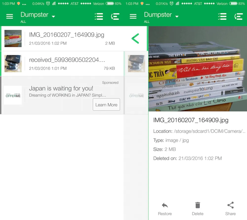 Dễ dàng phục hồi lại các tập tin đã xóa với Dumpster