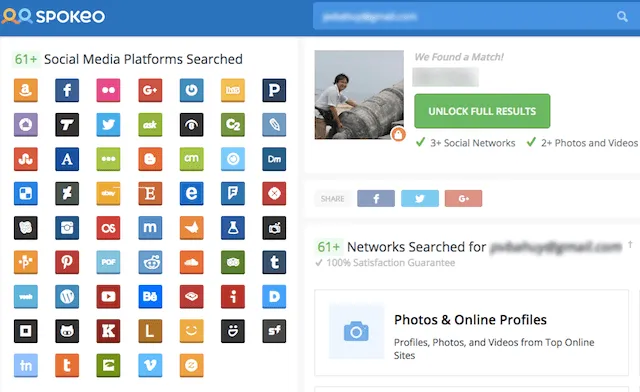 Tìm toàn bộ thông tin trên nhiều mạng xã hội với Spokeo