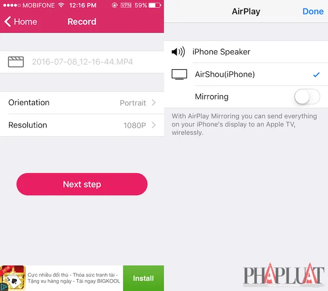 Quay phim màn hình bằng AirShou mà không cần Jailbreak