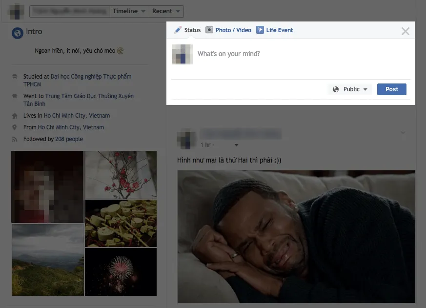 Điều này giúp người dùng tập trung hơn để viết cập nhật