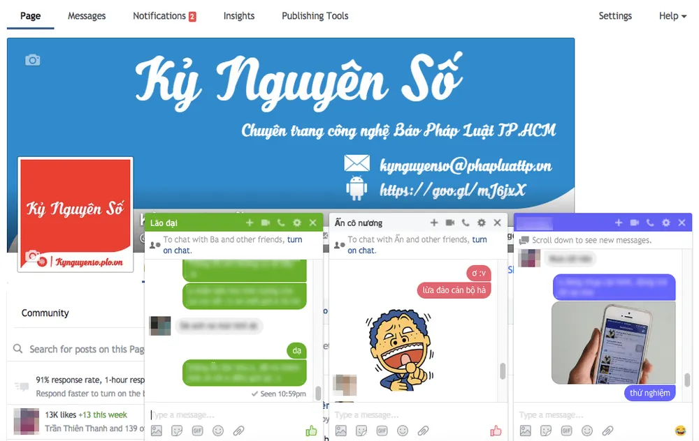 Cửa sổ trò chuyện trên Facebook đầy màu sắc