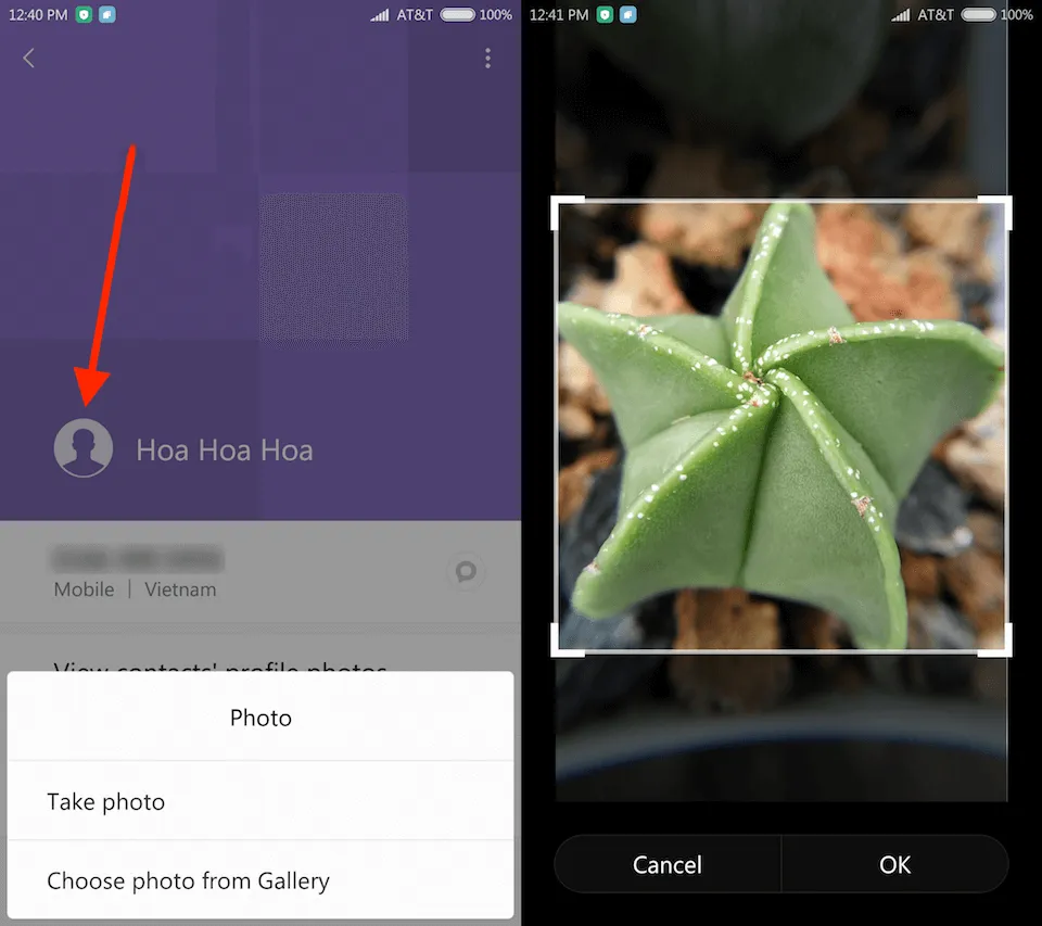 Chọn ảnh đại diện cho từng số điện thoại