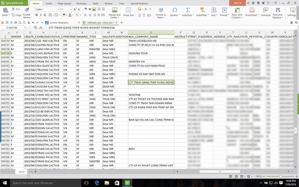 Dữ liệu khách hàng
