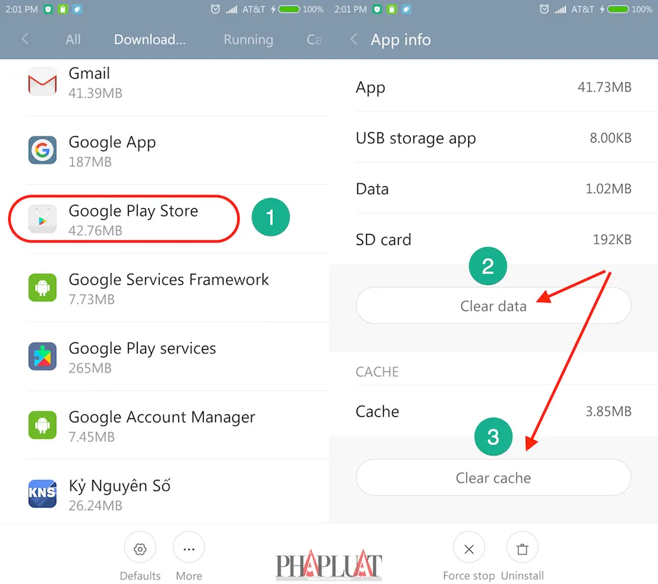 Xóa sạch dữ liệu và bộ nhớ cache trên Google Play