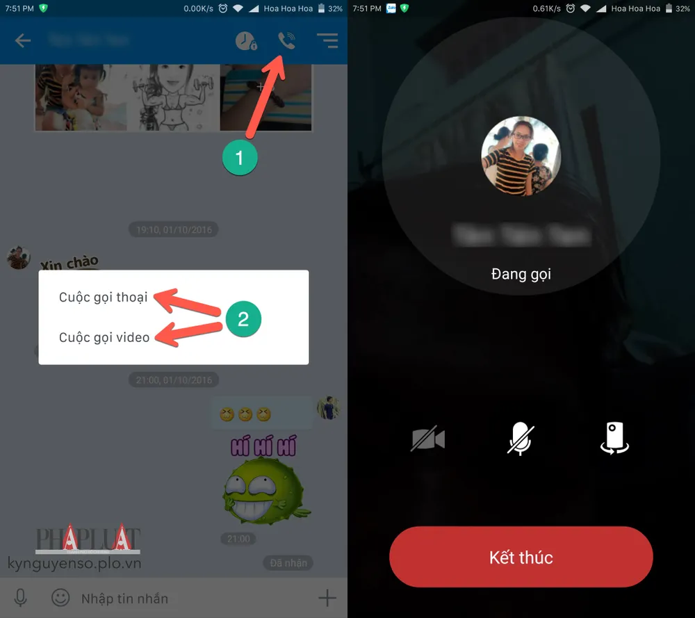 gọi video trên zalo