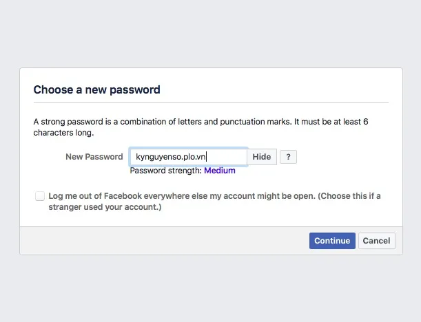 facebook password