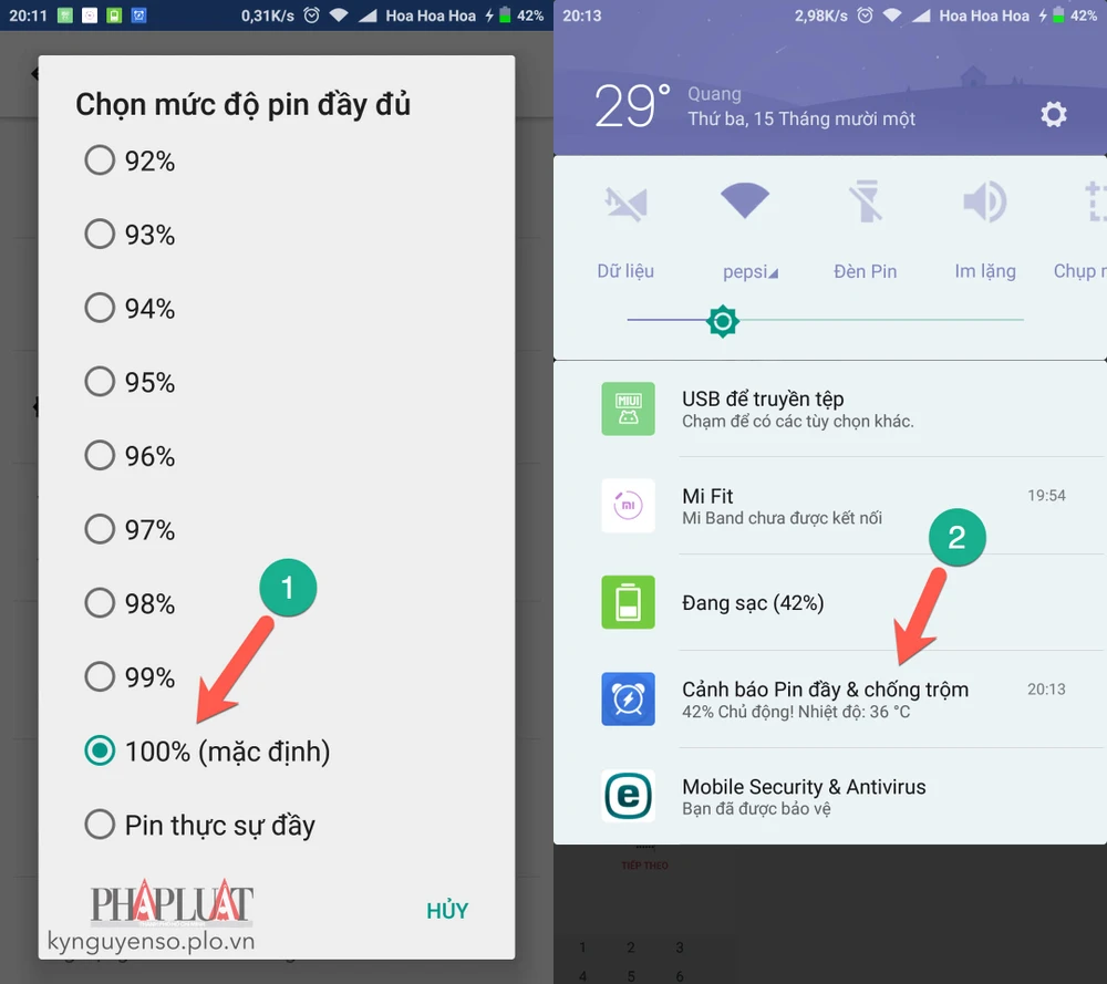 Pin Đầy & Báo Trộm