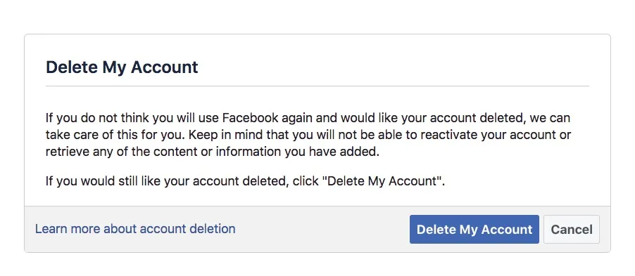 xóa tài khoản Facebook