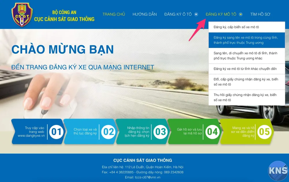 hướng dẫn cách đăng kí xe qua mạng