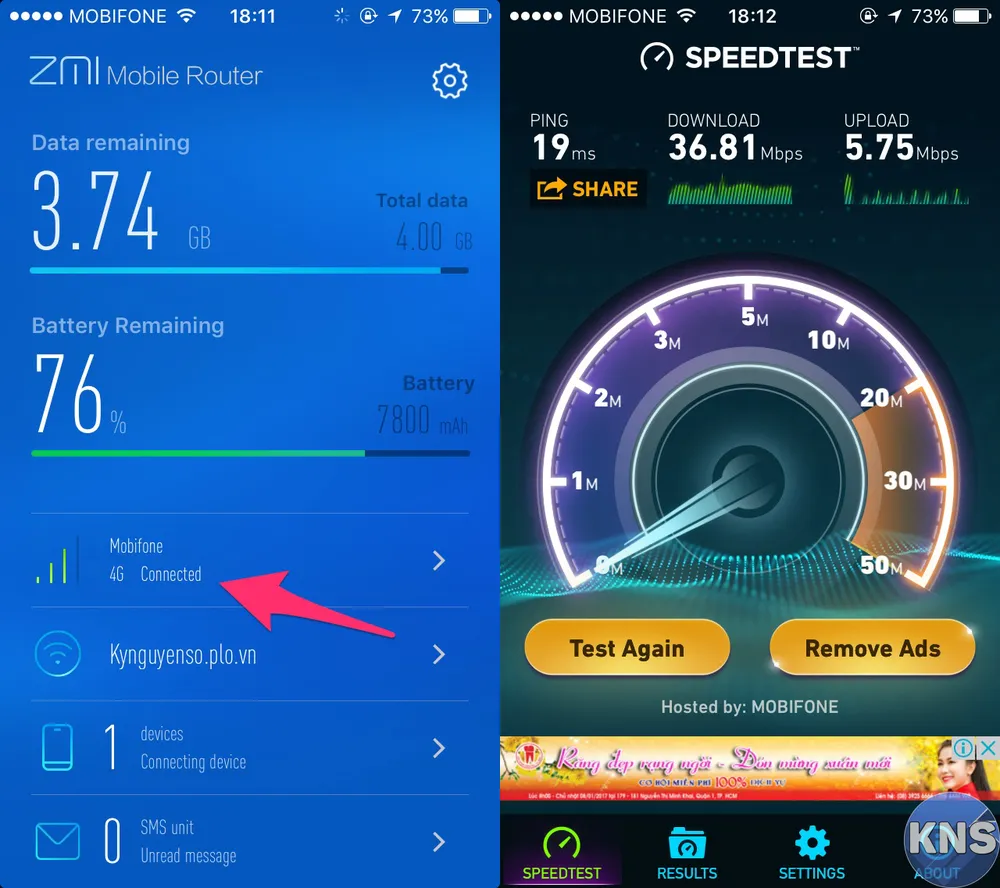 Cục phát wifi ZMI MF855