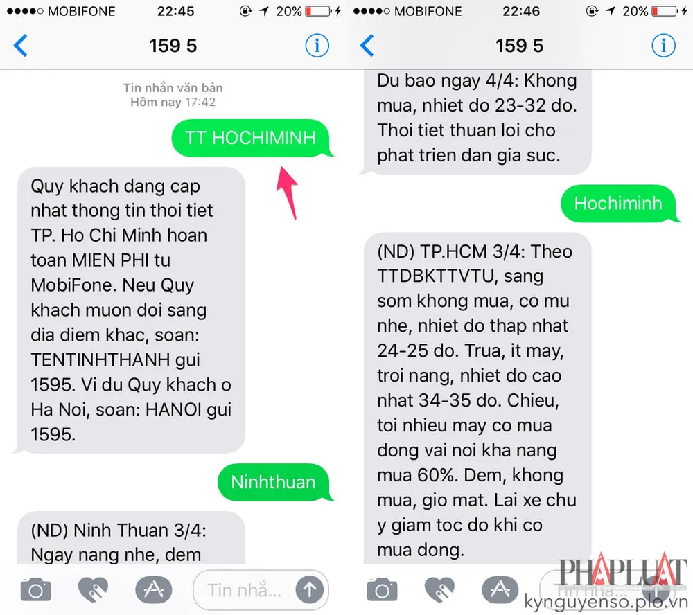 Cách nhận tin nhắn cảnh báo trời mưa trên smartphone
