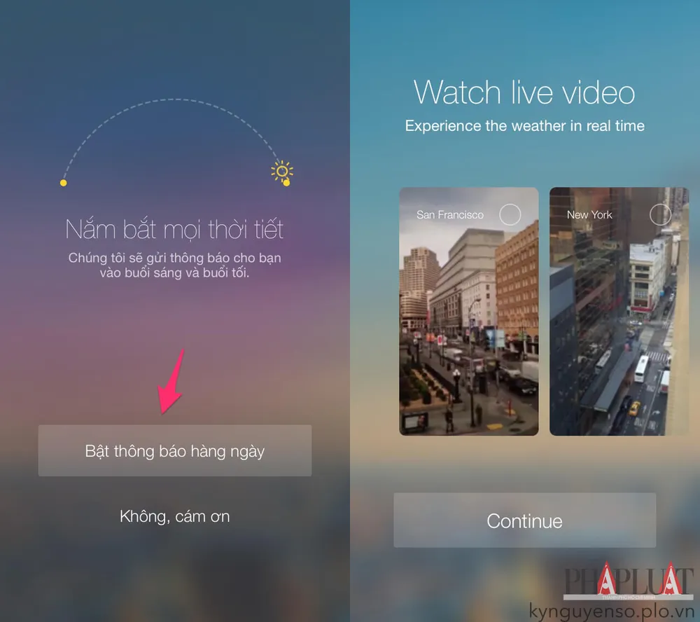 Cách nhận tin nhắn cảnh báo trời mưa trên smartphone
