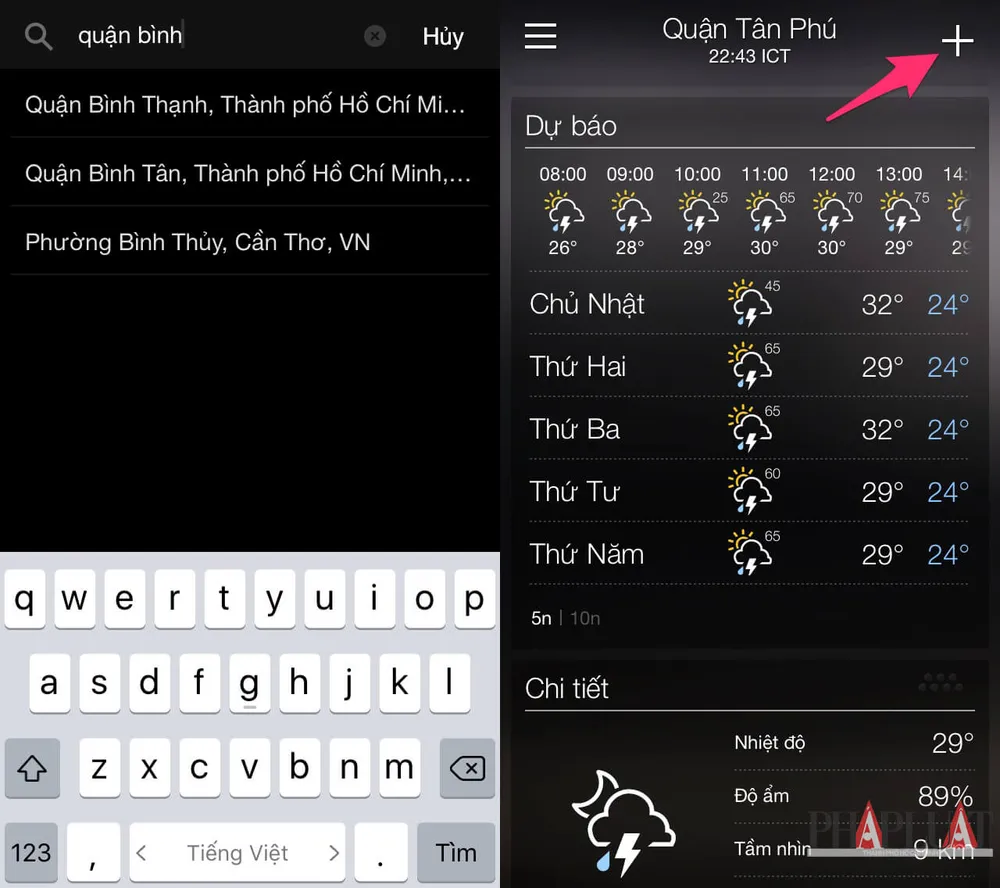 Cách nhận tin nhắn cảnh báo trời mưa trên smartphone