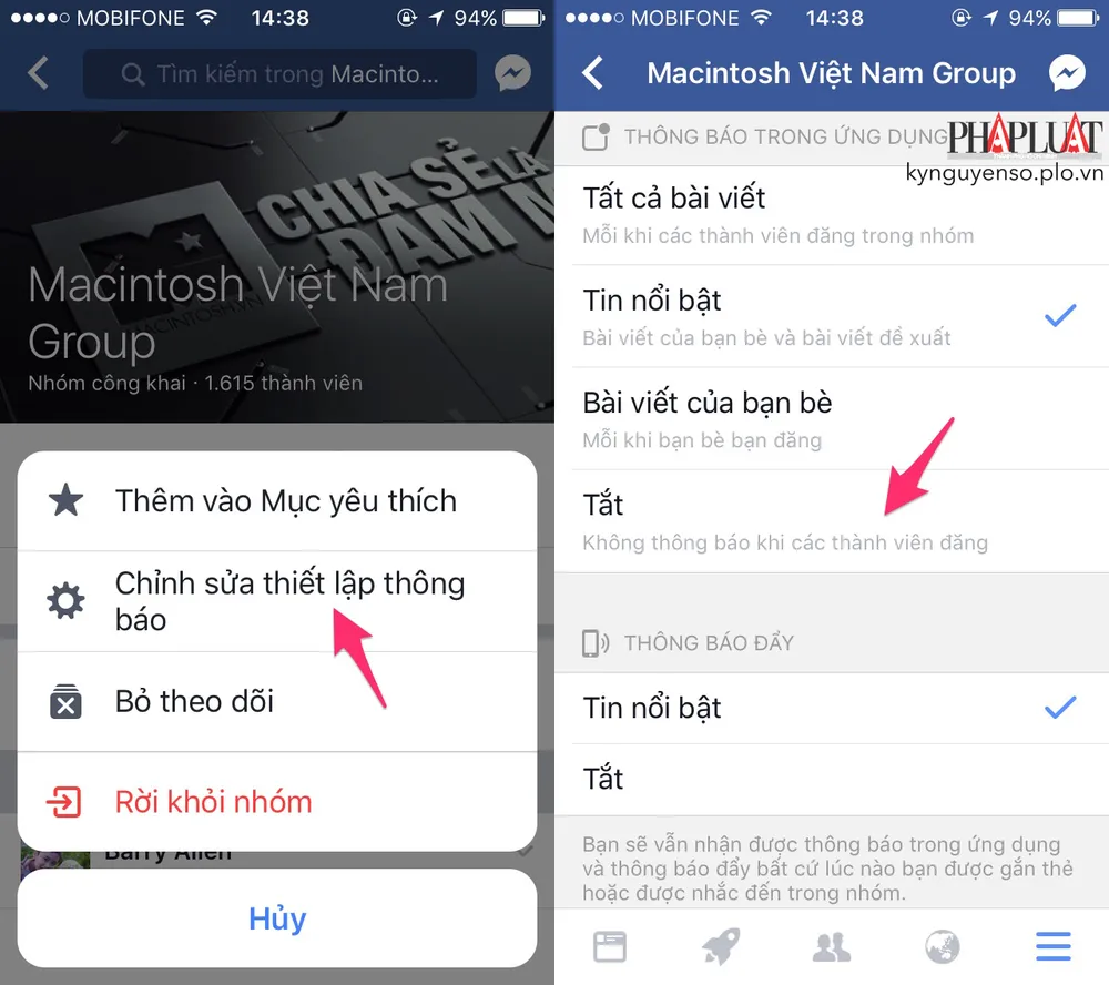 Mẹo tắt bớt các thông báo phiền phức trên Facebook