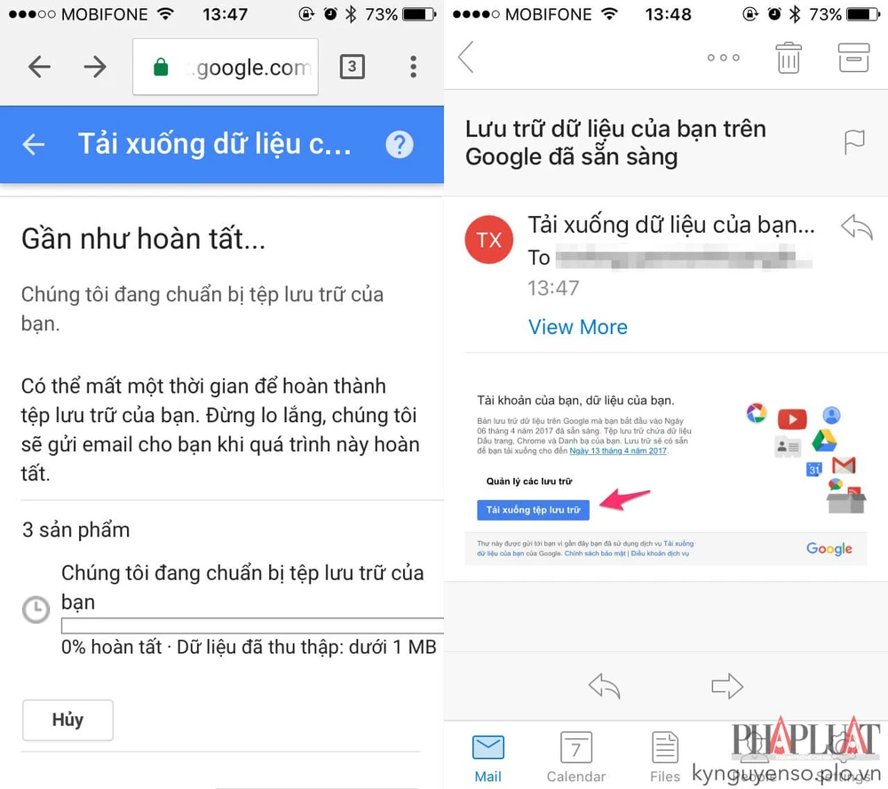 Cách tải toàn bộ email, hình ảnh, danh bạ trên Google