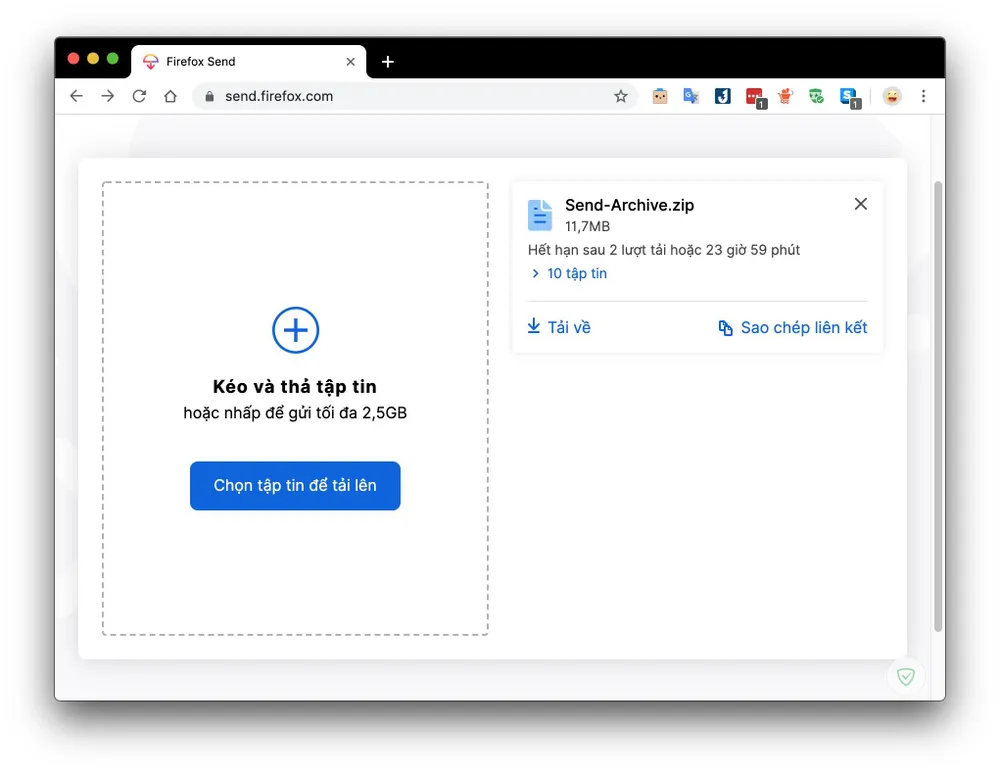 Cách gửi tập tin siêu tốc cho bạn bè bằng Firefox Send