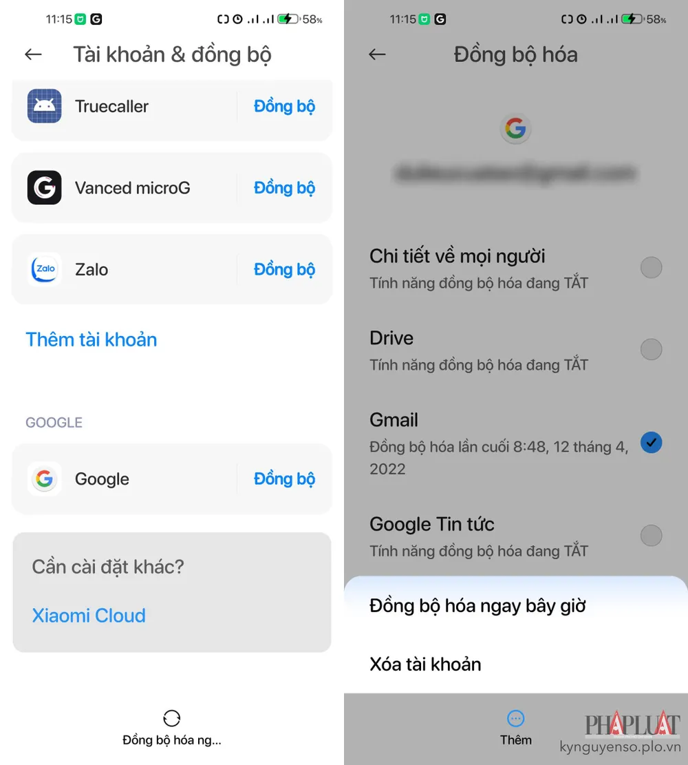 xoa-tai-khoan-lien-ket-voi-dien-thoai Xóa tất cả tài khoản đang liên kết với điện thoại. Ảnh: MINH HOÀNG