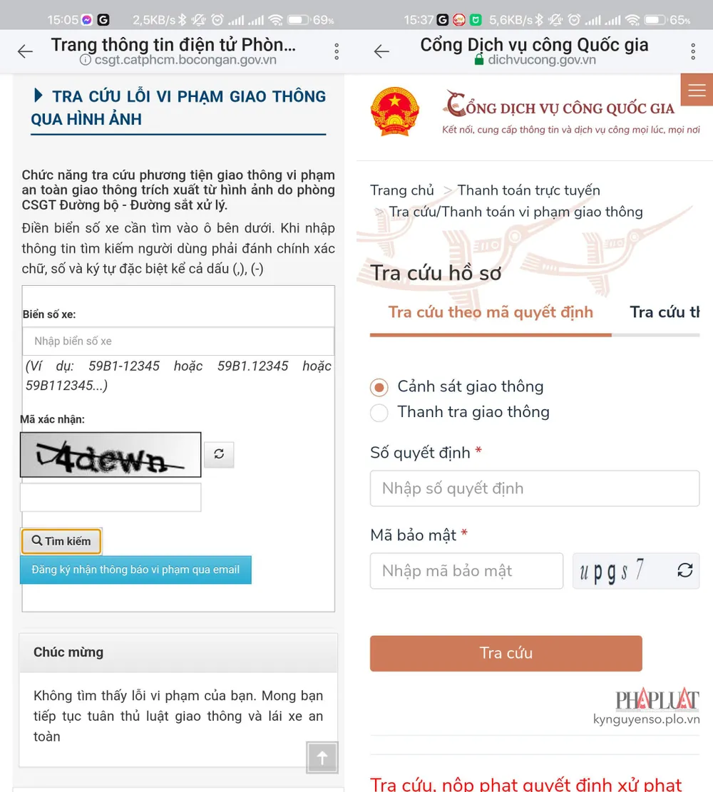 tra-cuu-vi-pham-giao-thong Tra cứu vi phạm giao thông qua hình ảnh. Ảnh: MINH HOÀNG