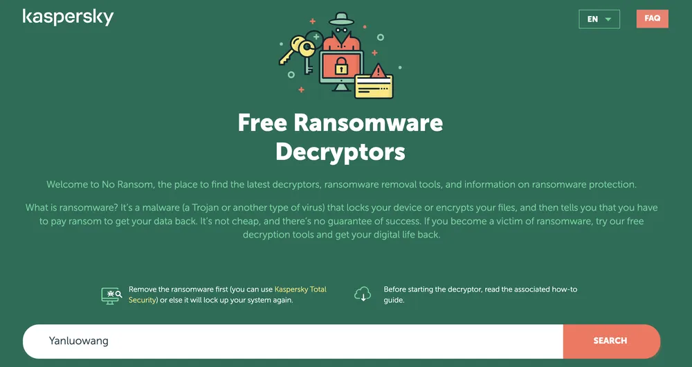 no-ransom Công cụ giải mã mã độc tống tiền Yanluowang được cung cấp miễn phí. Ảnh: TIỂU MINH