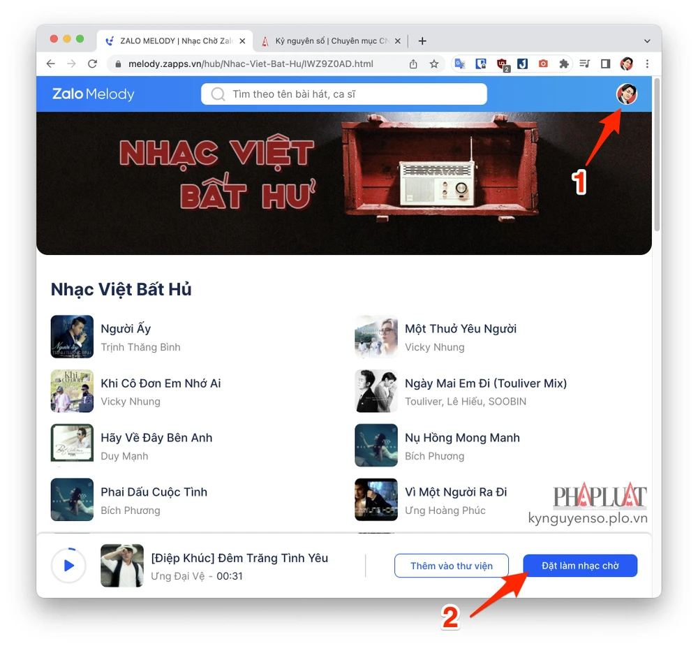 Đặt nhạc chờ cho Zalo phiên bản trên máy tính. Ảnh: MINH HOÀNG
