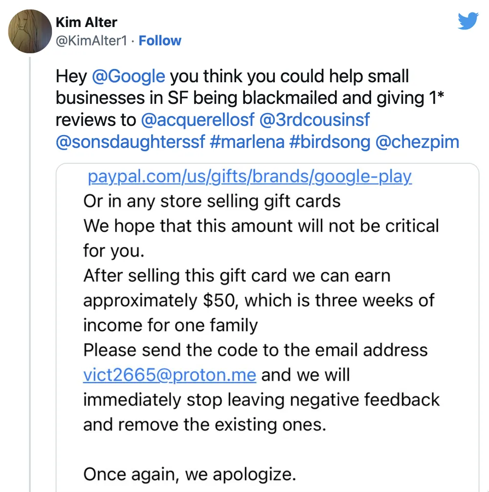 Kim Alter chia sẻ email của những kẻ tống tiền. Ảnh: TIỂU MINH