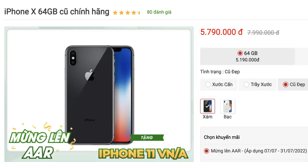 iPhone X giá chỉ còn 5,79 triệu đồng. Ảnh: TIỂU MINH