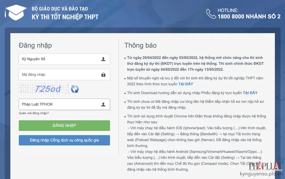 Tra cứu điểm thi tốt nghiệp THPT 2021 trên website của Bộ GD&ĐT. Ảnh: MINH HOÀNG