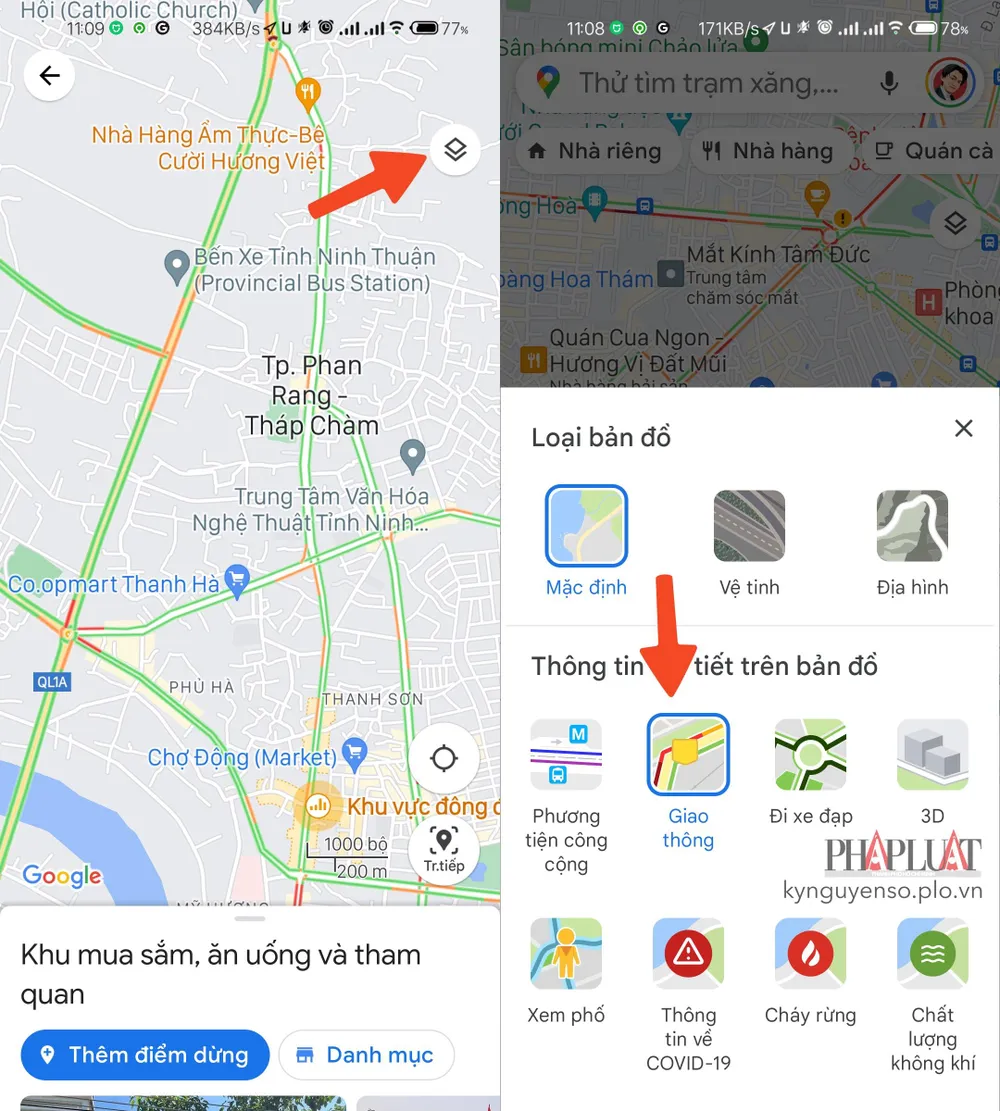 Bật tính năng cảnh báo những đoạn đường đang kẹt xe. Ảnh: MINH HOÀNG