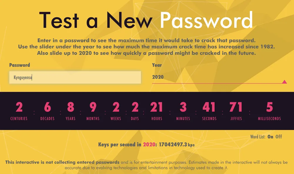 Kiểm tra độ mạnh của mật khẩu. Ảnh: TIỂU MINH