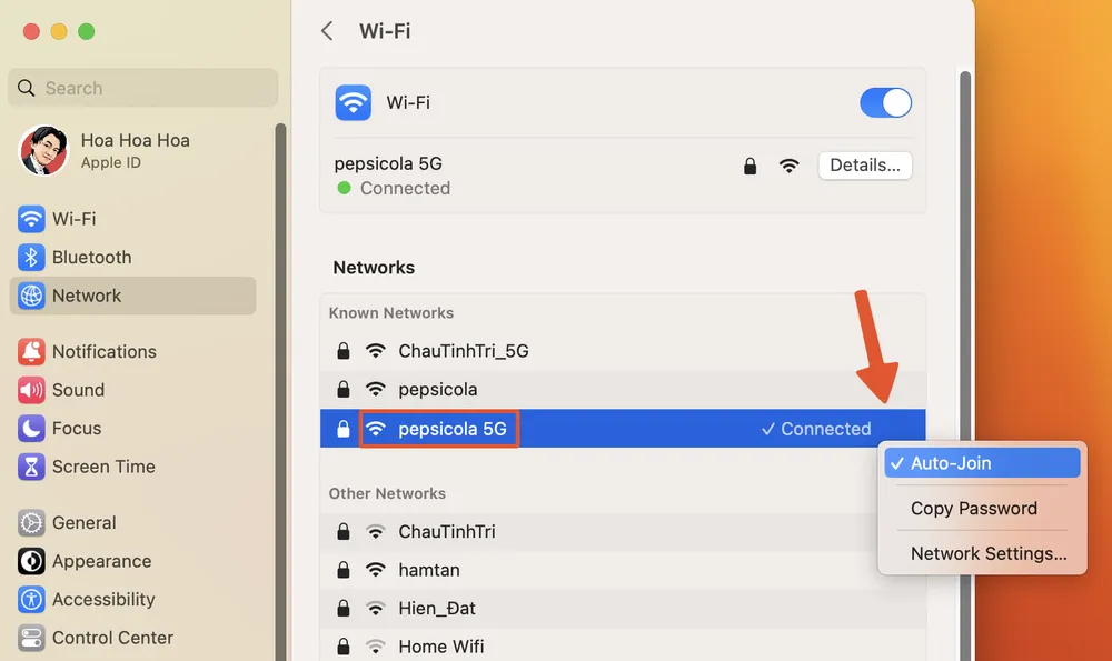 bat-tinh-nang-tu-dong-ket-noi-wifi Bật tính năng Auto-Join đối với mạng WiFi có tốc độ nhanh. Ảnh: MINH HOÀNG