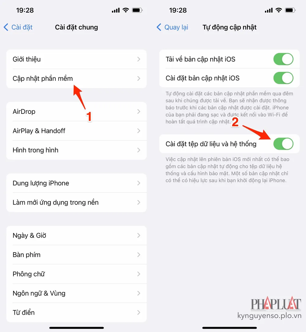 Kích hoạt tính năng Rapid Security Response trên iPhone. Ảnh: TIỂU MINH