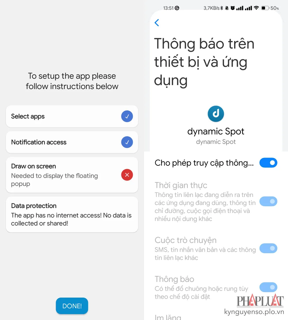 cap-quyen-cho-dynamicspot Cấp quyền theo hướng dẫn của dynamicSpot. Ảnh: MINH HOÀNG