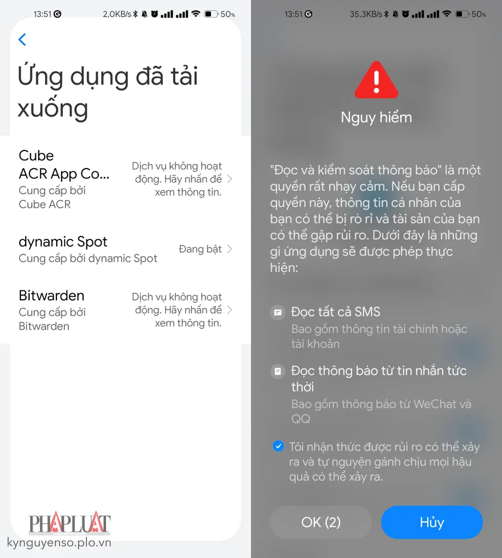 dynamicspot-yeu-cau-quyen-truy-cap-thong-bao Ứng dụng yêu cầu quyền truy cập thông báo. Ảnh: MINH HOÀNG