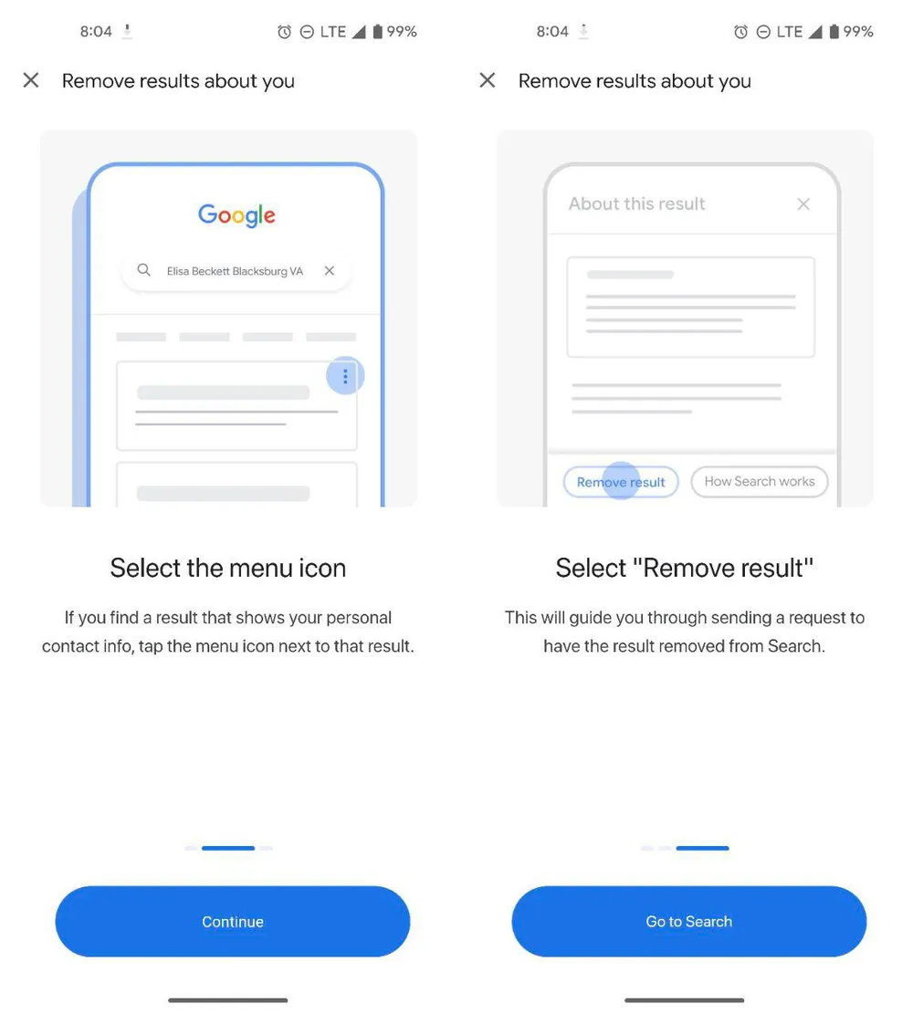 Gửi yêu cầu xóa kết quả có chứa thông tin nhận dạng cá nhân. Ảnh: Google