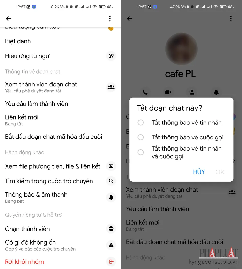 Tắt thông báo các cuộc trò chuyện nhóm nếu không thể rời khỏi. Ảnh: MINH HOÀNG