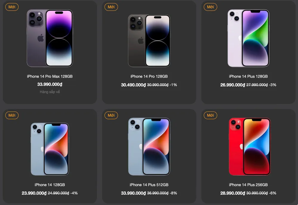 iPhone 14 và iPhone 14 Plus giảm giá đến 3 triệu đồng. Ảnh: TIỂU MINH